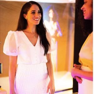 Ivory Organza Sleeve Button Through Blouse